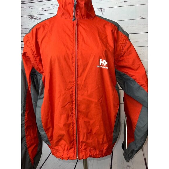 Helly Hansen Windbreaker Jacket Mens size‎ Medium Orange Convertible Vest Rain